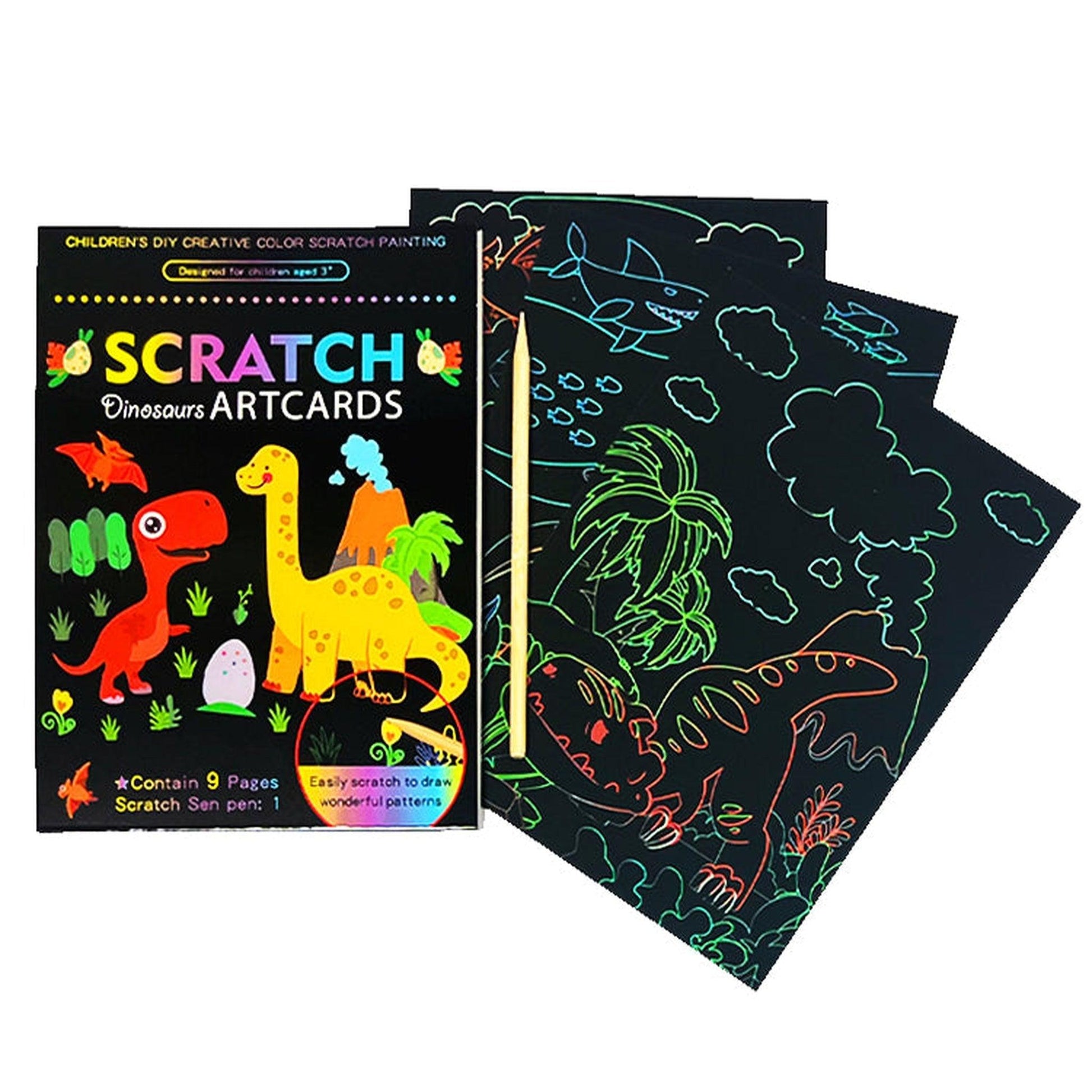 Dinosaur Scratch Art Cards Bumper Pack - PoundToys