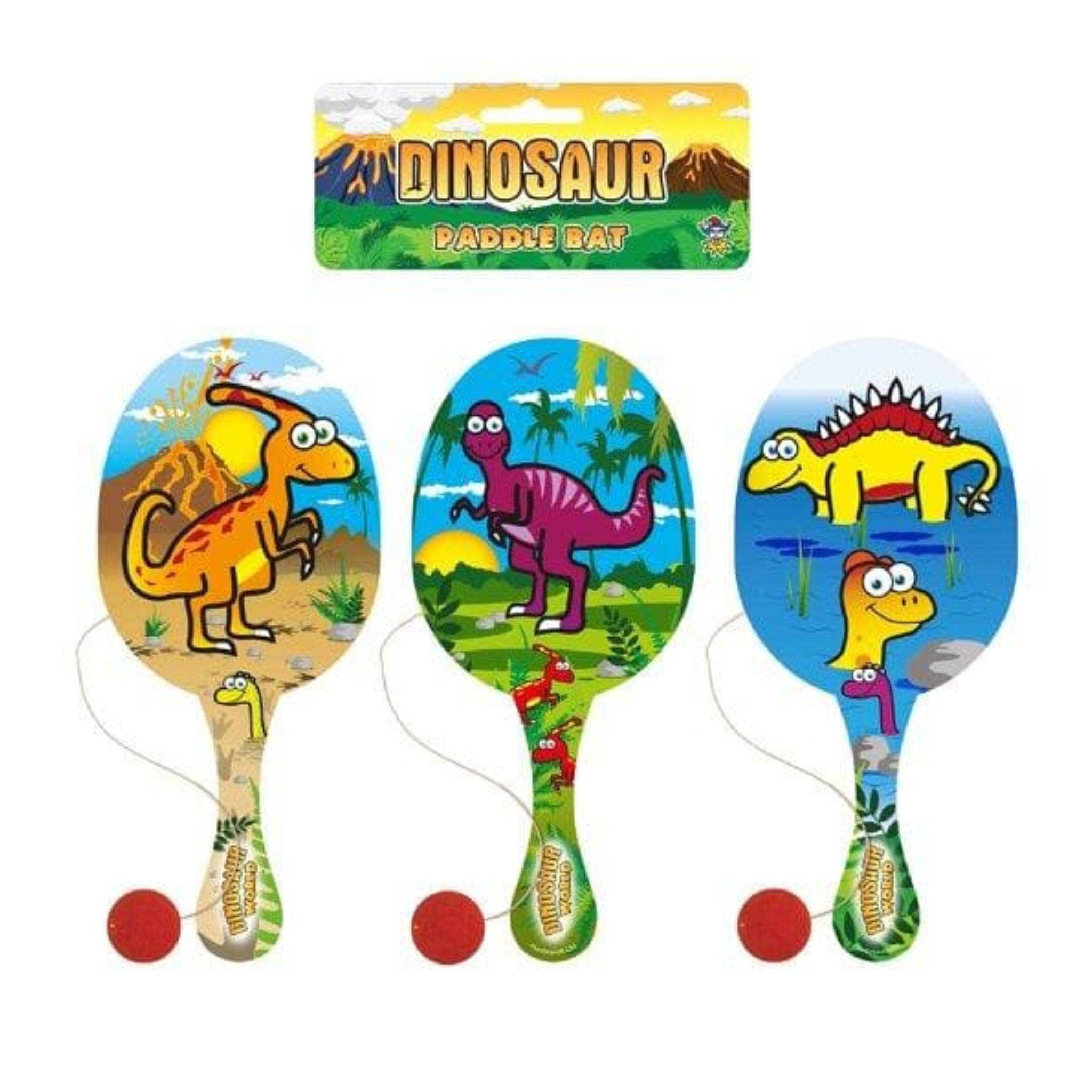 Dinosaur Wooden Paddle Bat and Ball Game - PoundToys