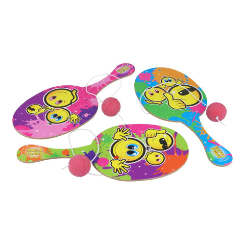 Emoji Wooden Paddle Bat and Ball Game - PoundToys