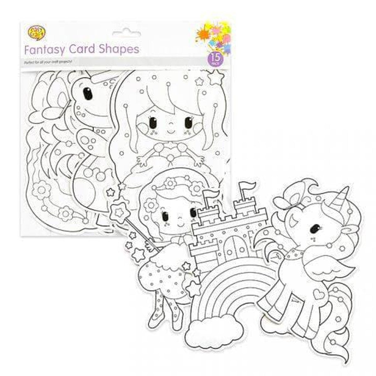 Fantasy Figures Pack 15 Colour In Card Shapes - PoundToys