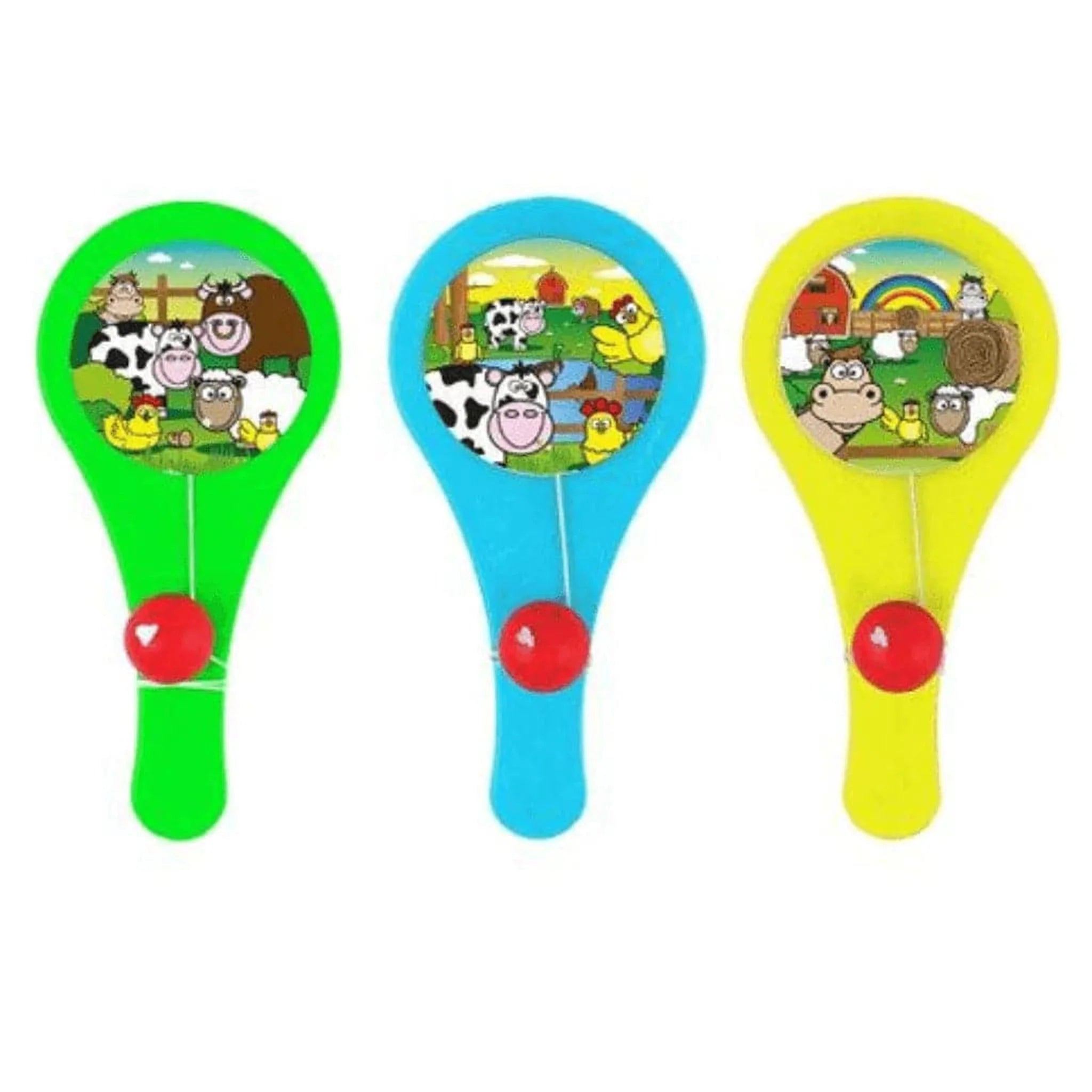 Farm Animal Mini Paddle Bat and Ball Game - PoundToys