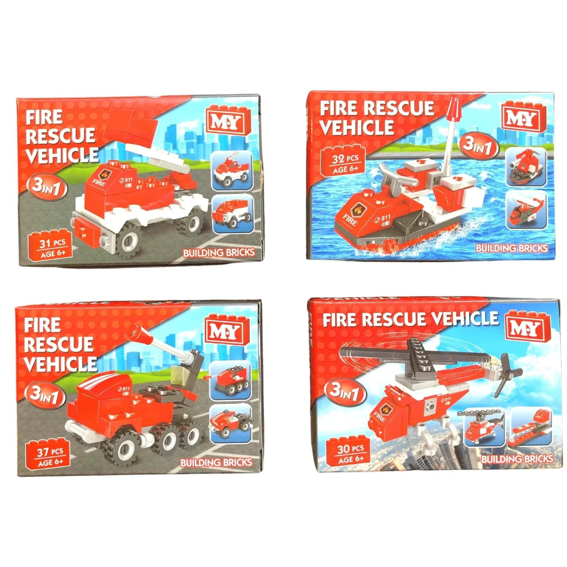 Fire Rescue Vehicle Brick Sets - PoundToys