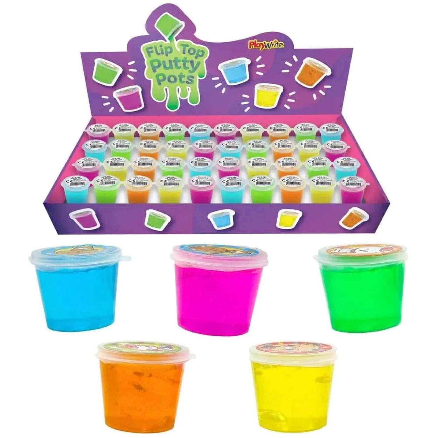 Flip Top Neon Putty Pots - PoundToys