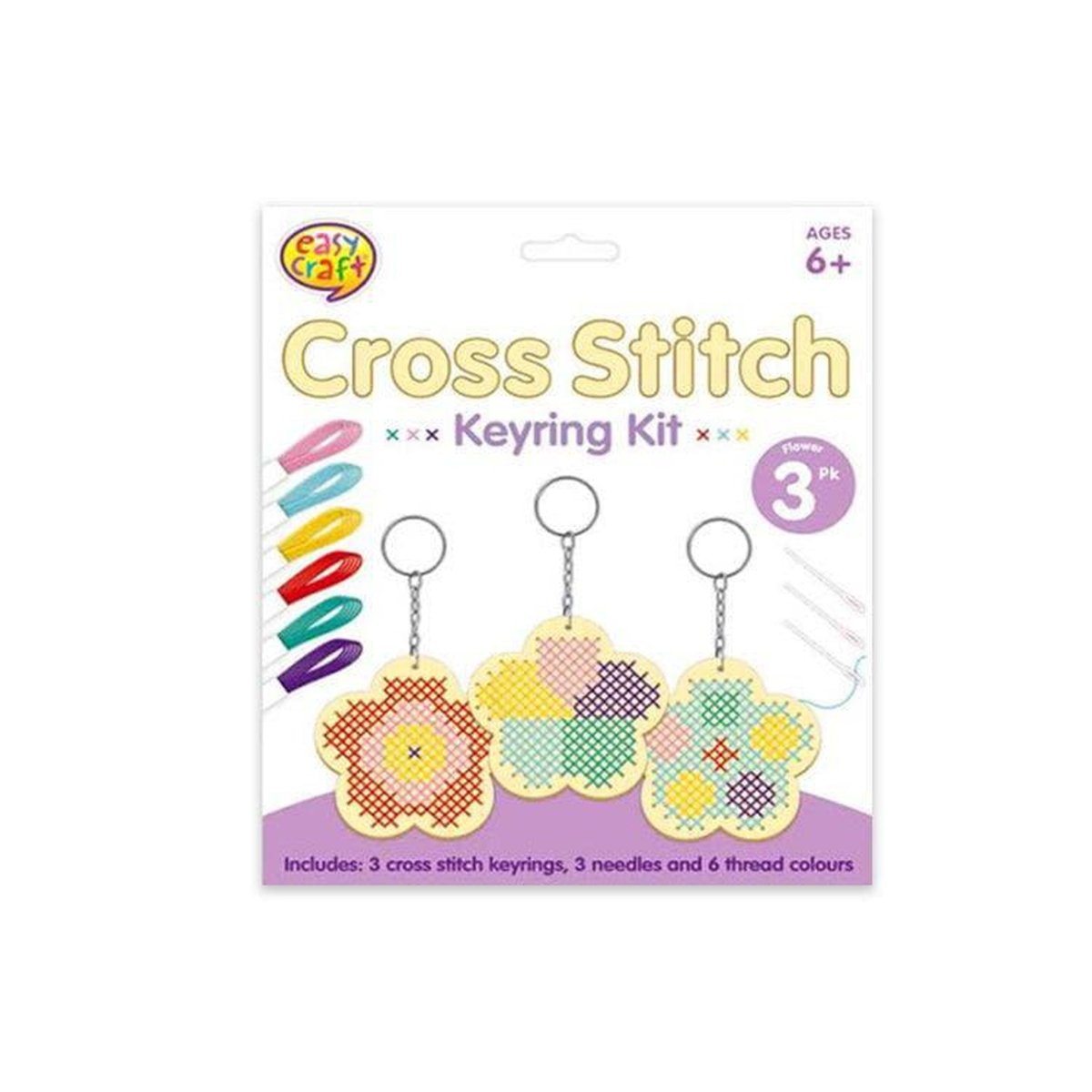 Flower Cross Stitch Keyrings Kit - PoundToys