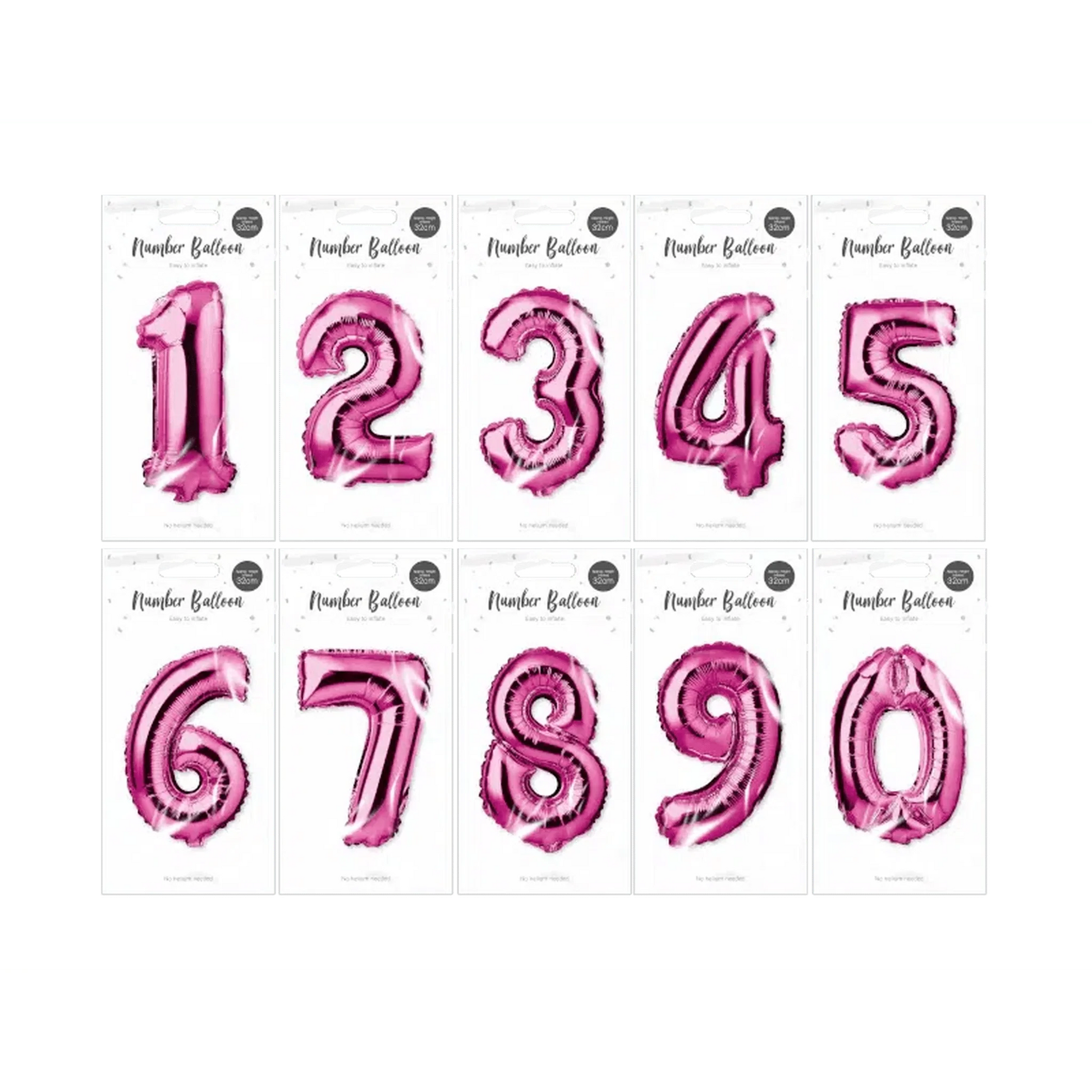 Foil Balloon Numbers Pink 32cm - PoundToys