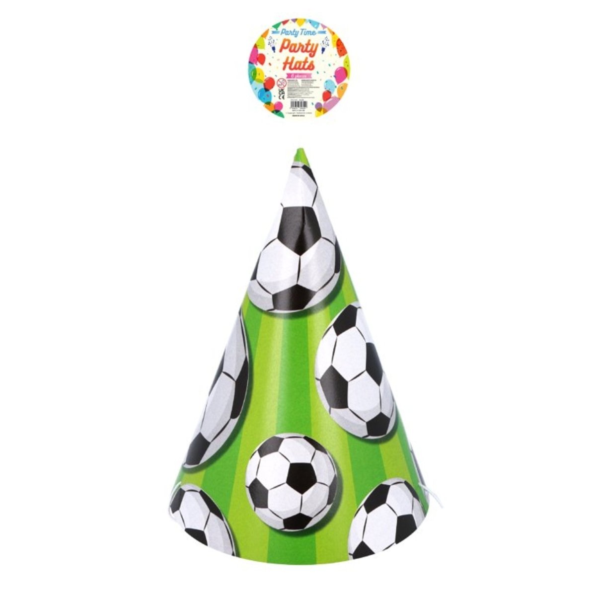 Football Party Cone Hats 6pcs (16.5cm) - PoundToys