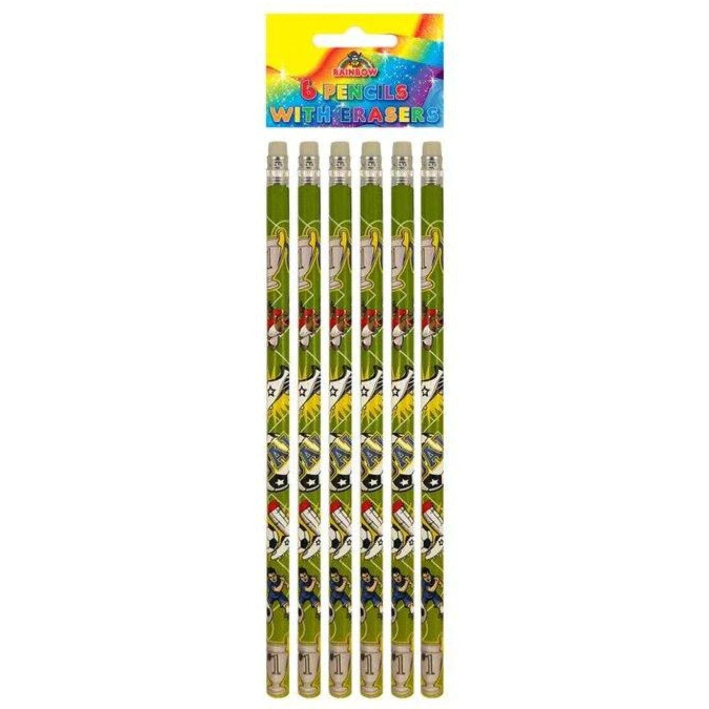 Football Pencils with Erasers (6 pieces) - PoundToys