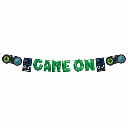 Gamer Birthday "Game On" Mini Foil Balloon Banner Kit - PoundToys