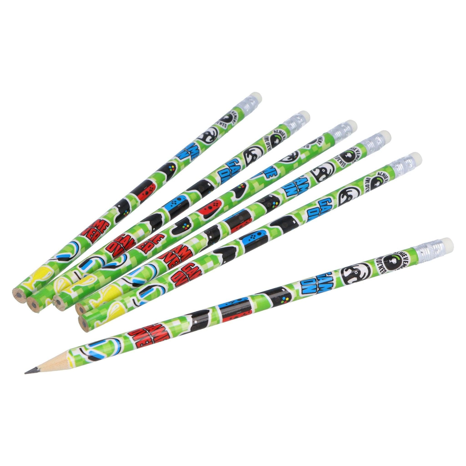 Gamer Pencils with Erasers (6 pieces) - PoundToys