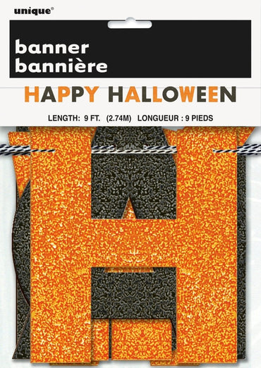 Glitter Orange and Black Happy Halloween Banner - PoundToys