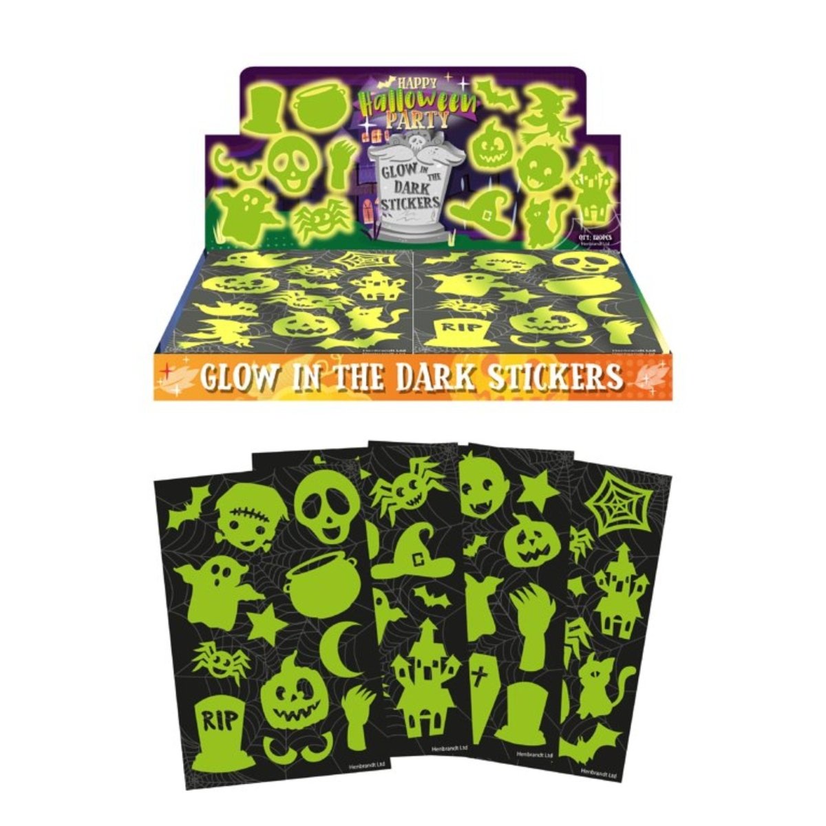 Glow in the Dark Halloween Stickers (10cm x 15cm) - PoundToys