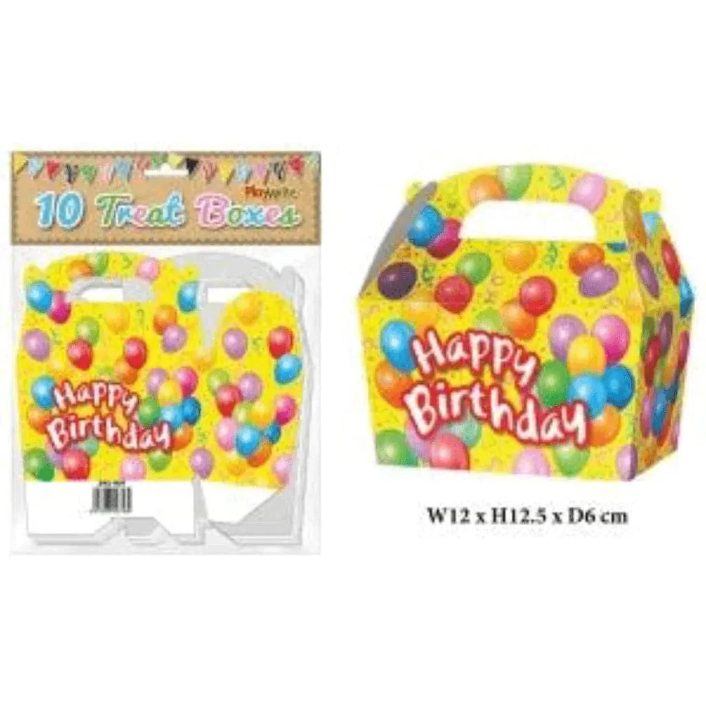 Happy Birthday 10 Treat Boxes 12cm - PoundToys