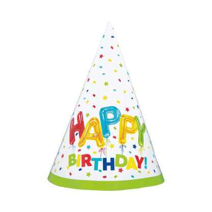 Happy Birthday Party Hats 8pk - PoundToys