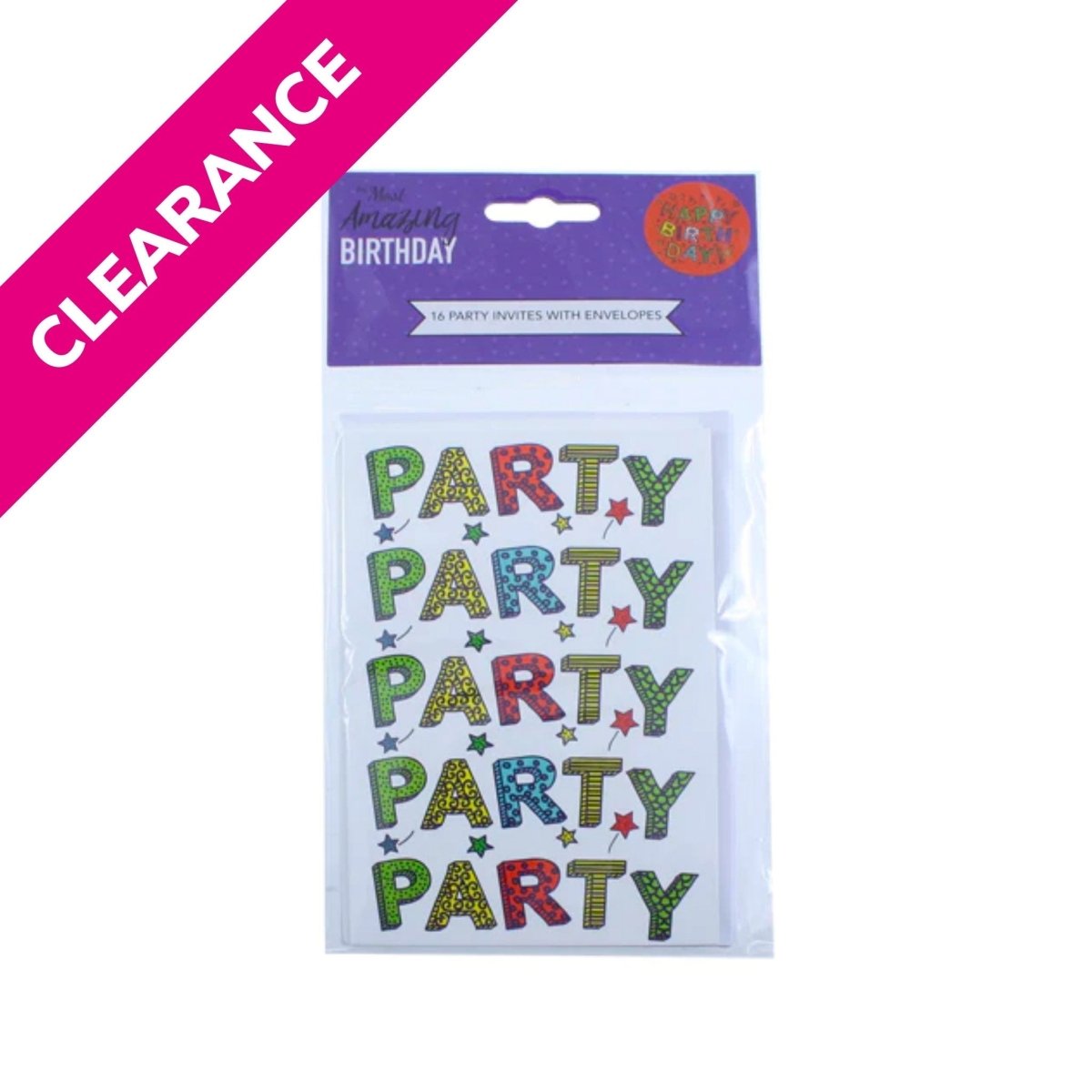 Happy Birthday Party Invitations With Envelopes 16pk - PoundToys