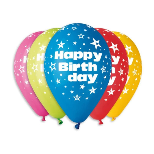 Happy Birthday With Stars Balloons (10 pack) - PoundToys