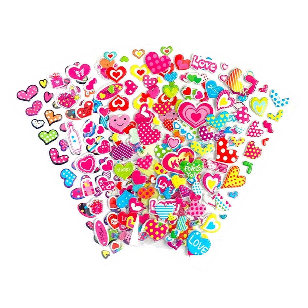 Hearts Puffy Sticker Sheet - PoundToys