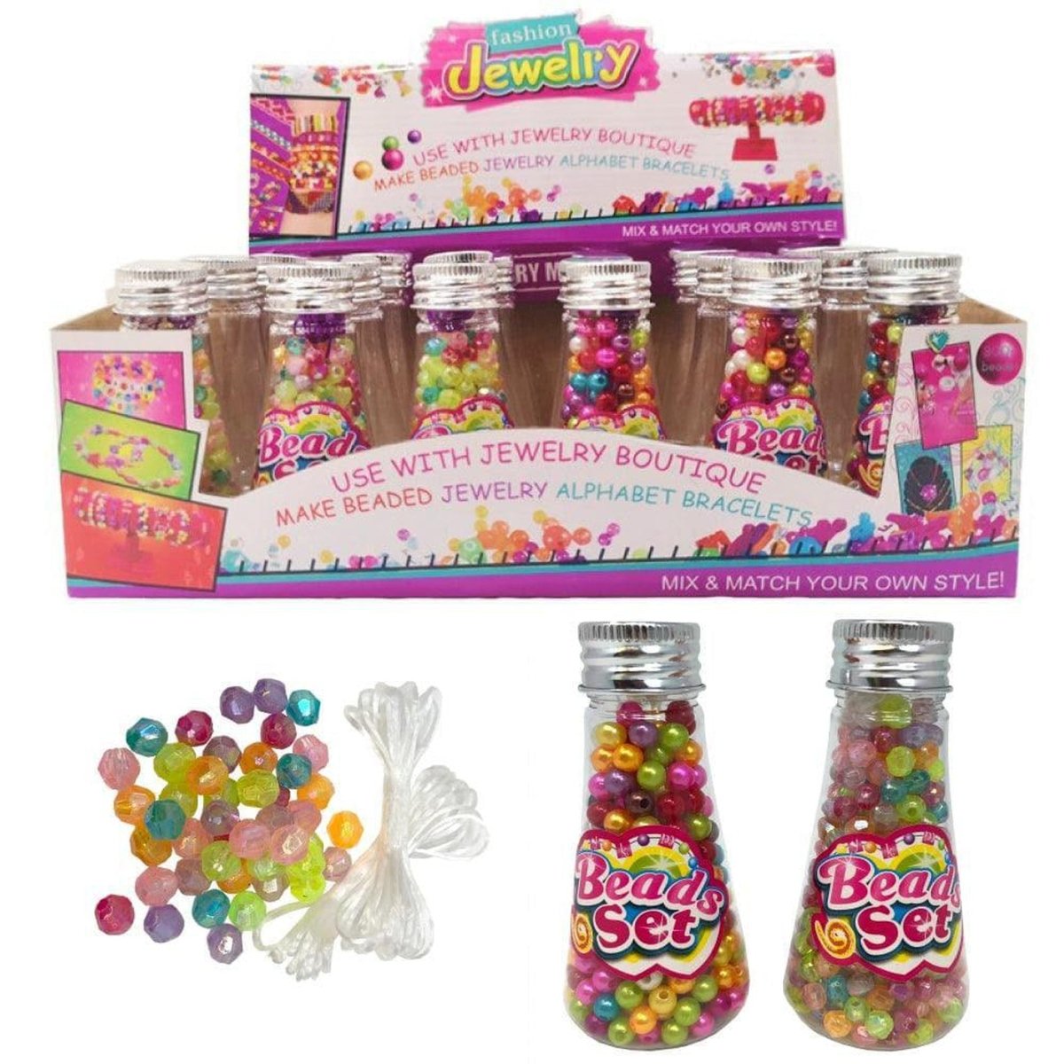 Jewellery Beads in Bottle 9cm - PoundToys