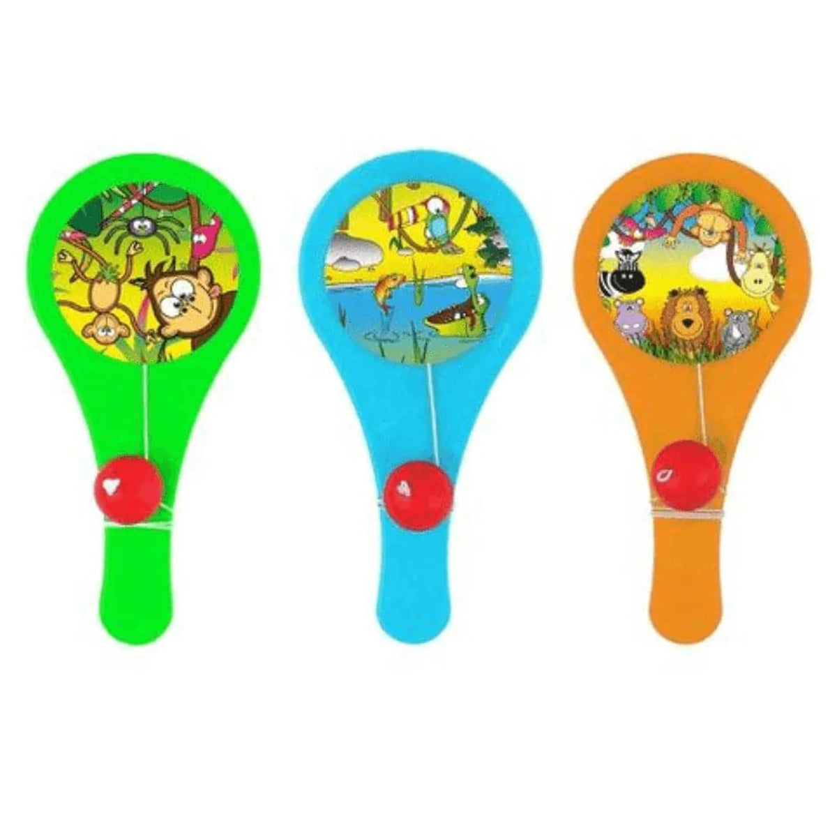 Jungle Animal Mini Paddle Bat and Ball Game - Kids Party Craft