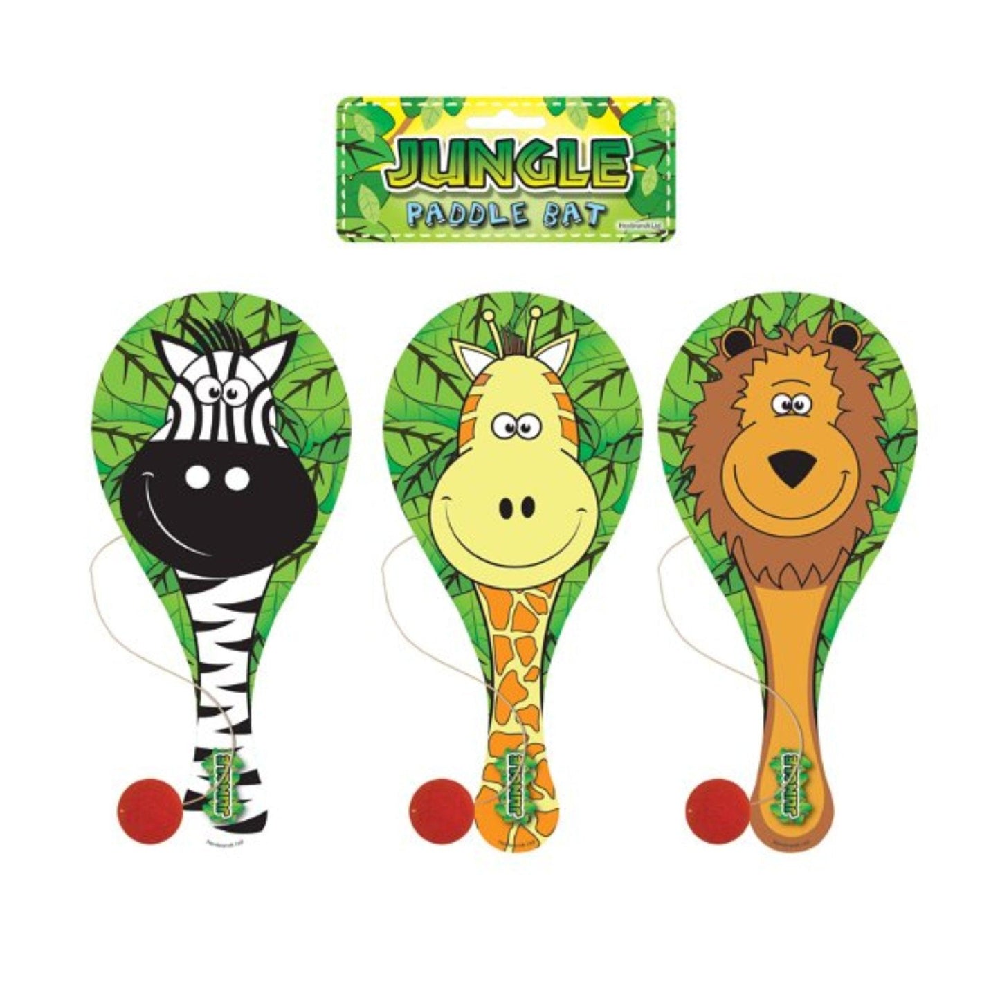 Jungle Animals Wooden Paddle Bat and Ball Game - PoundToys