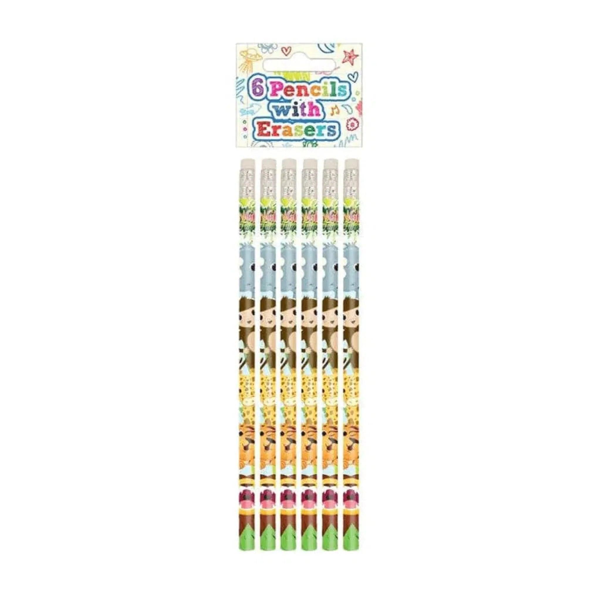 Jungle Pencils with Erasers (6 pieces) - PoundToys