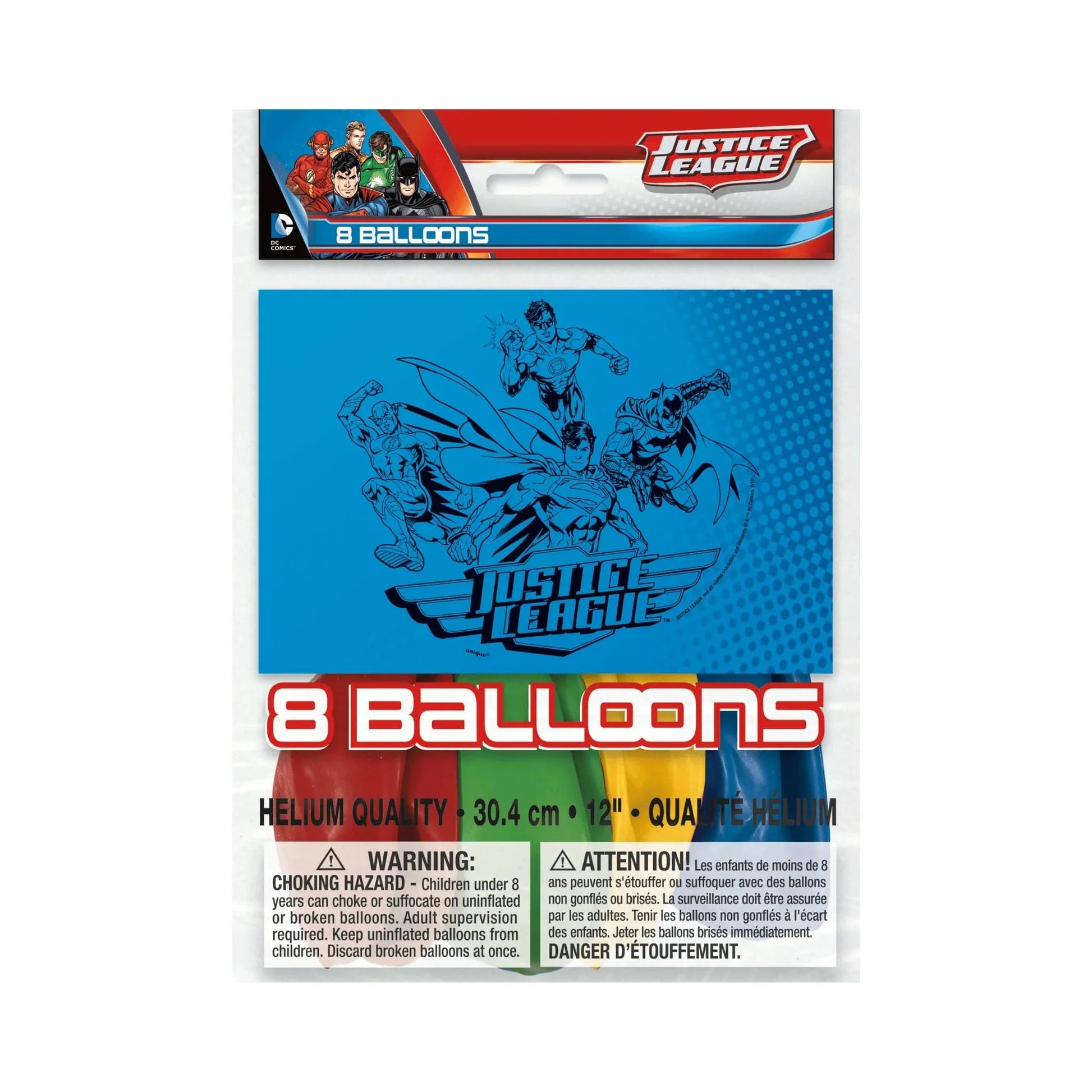 Justice League 12" Latex Balloons 8pk - PoundToys