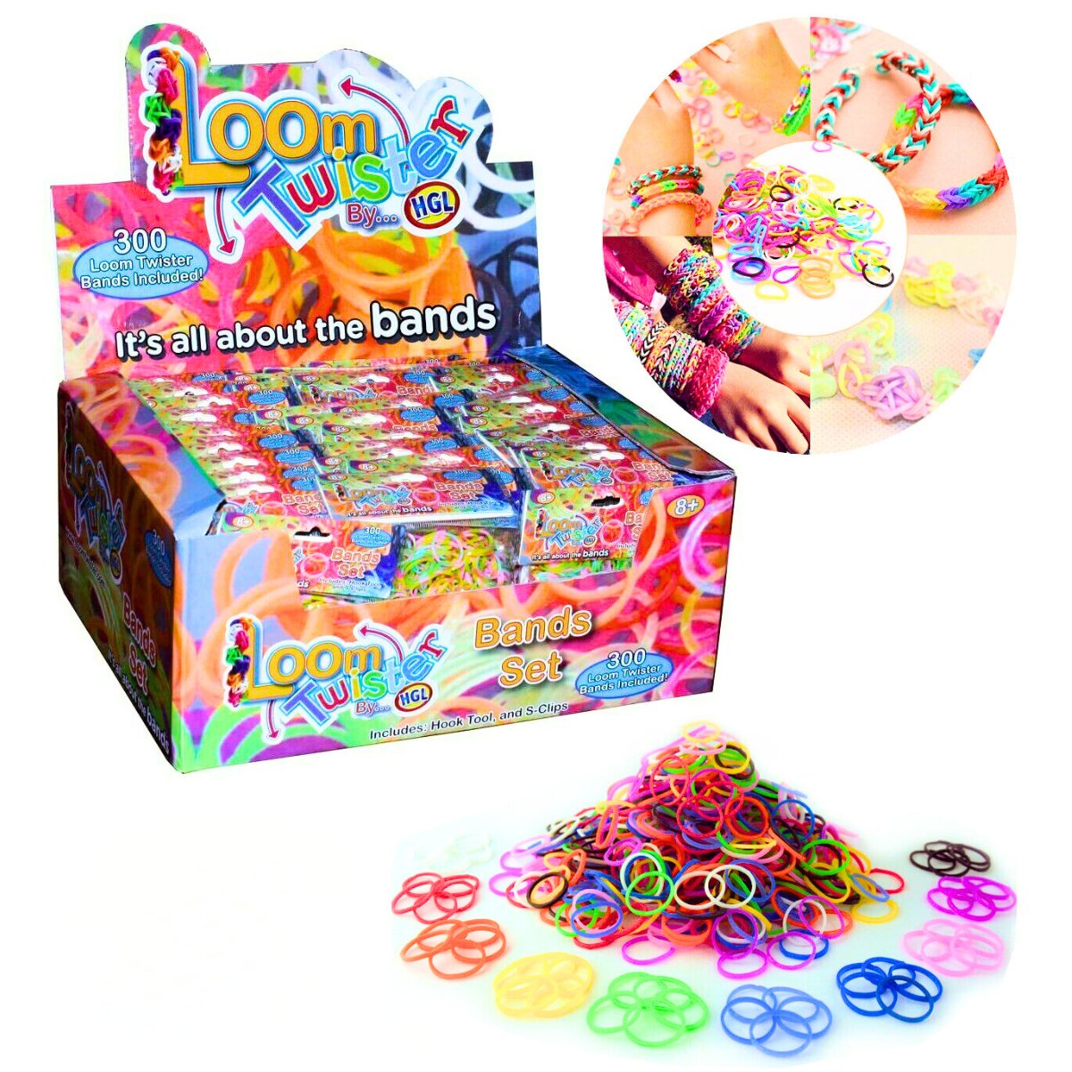 Loom Band 300 Pack With Hook Tool & S Clips - PoundToys