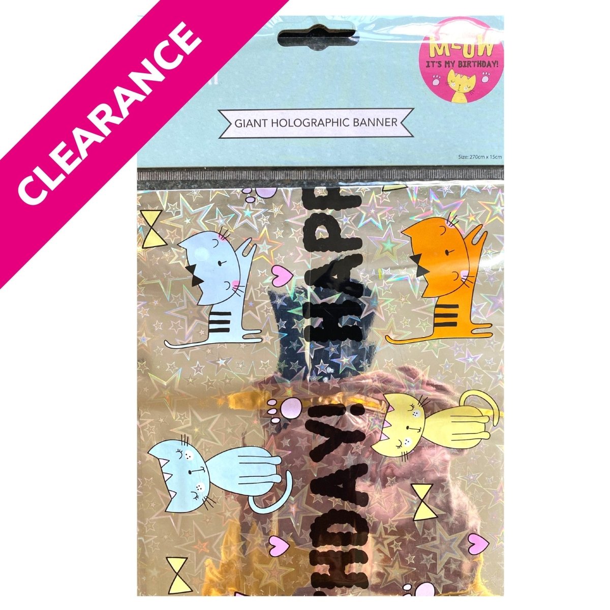 Meow Kitty Foil Holographic Banner - PoundToys