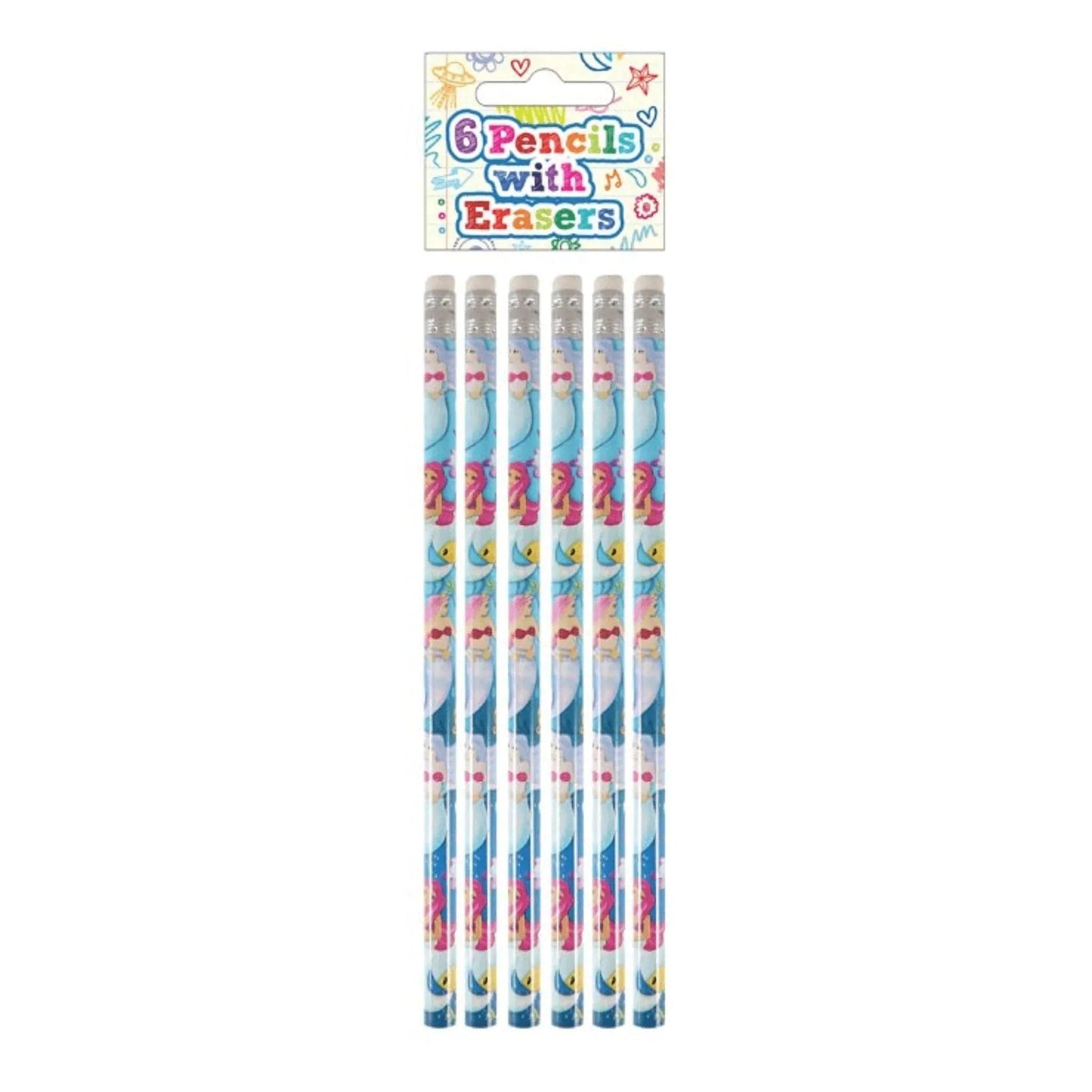 Mermaid Pencils with Erasers (6 pieces) - PoundToys