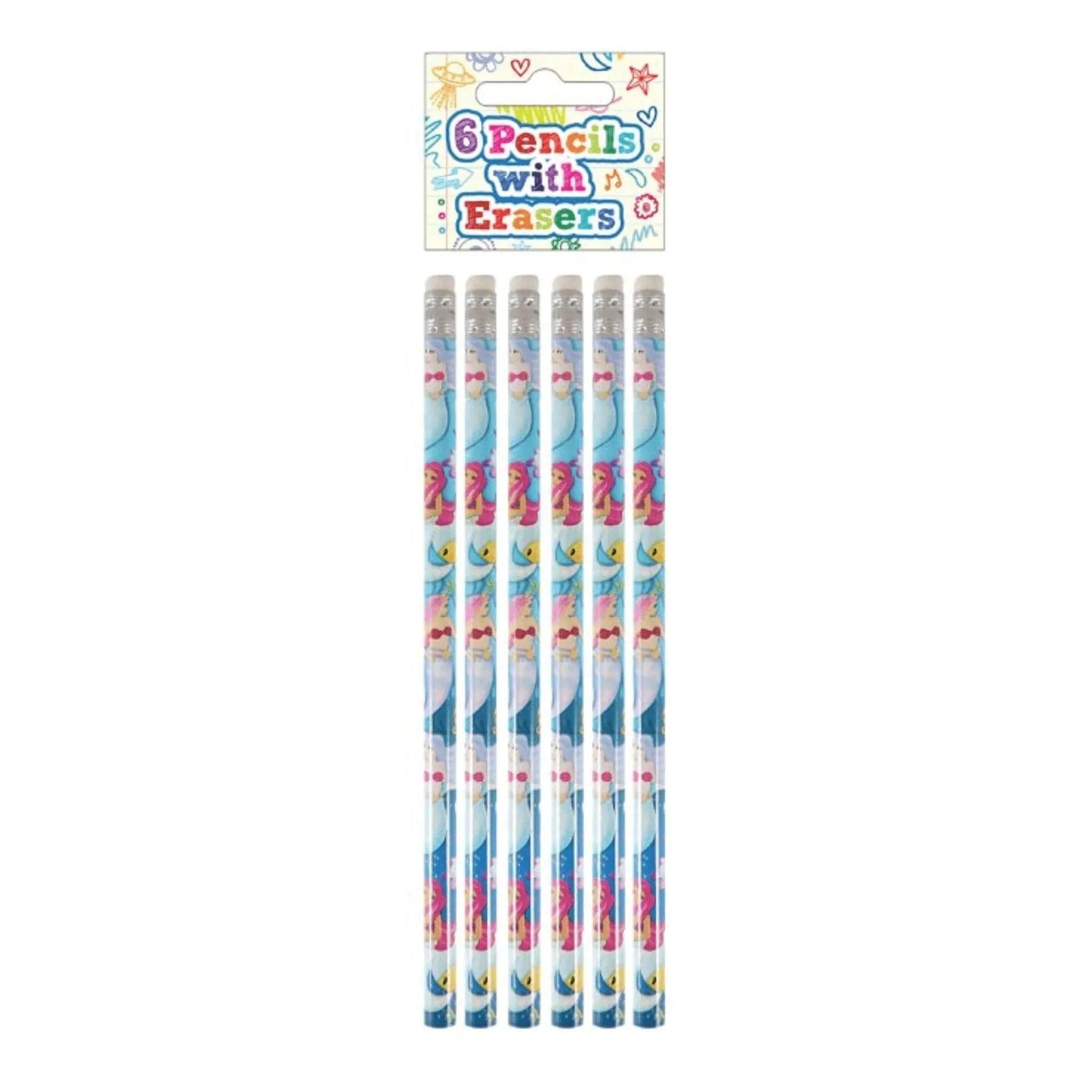 Mermaid Pencils with Erasers (6 pieces) - PoundToys