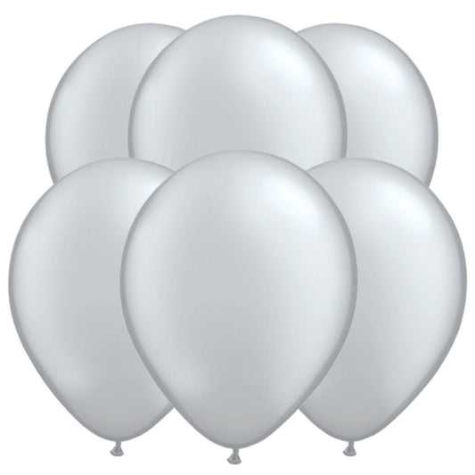 Metallic Silver Balloons 28cm/11" - 10 Pack - PoundToys