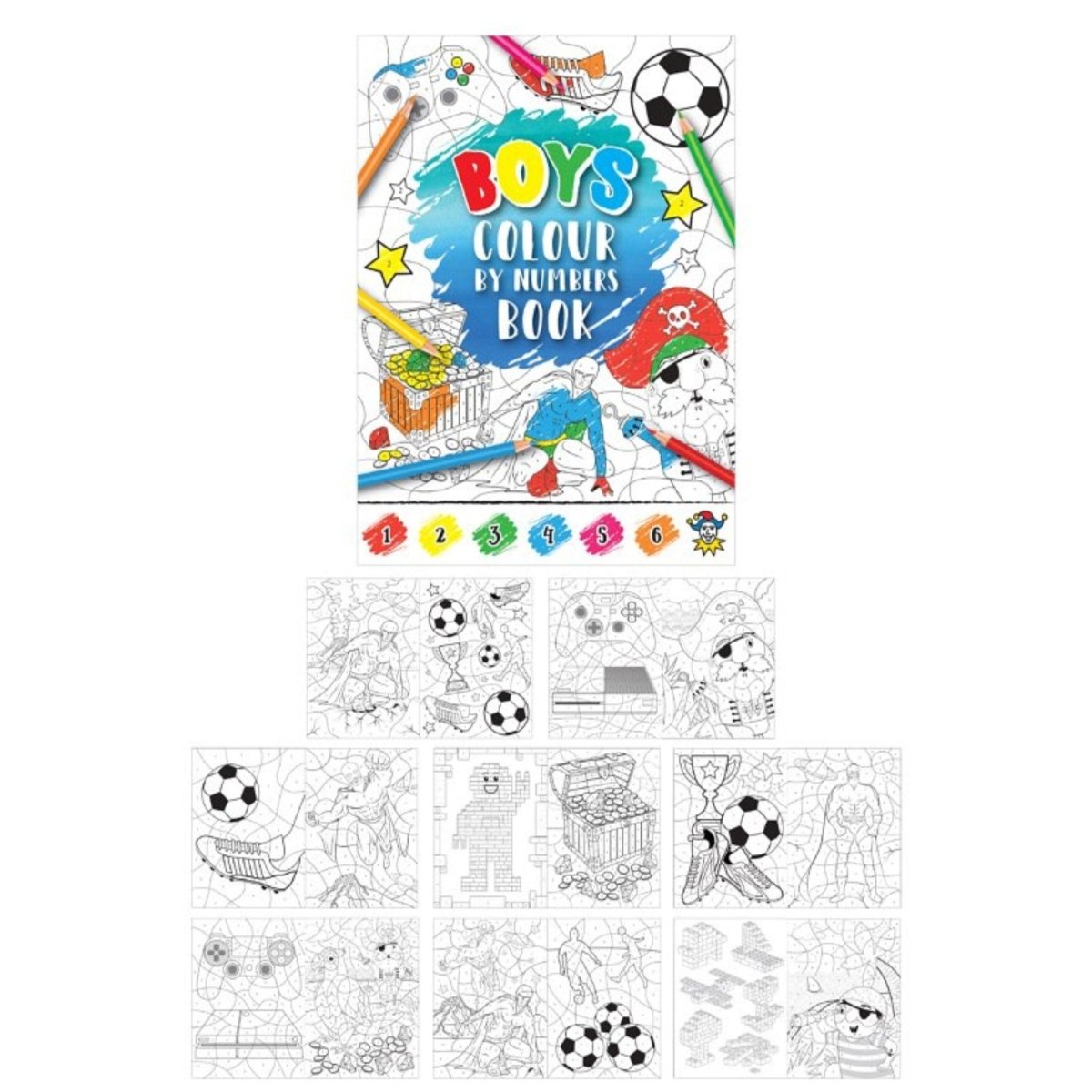 Mini Boys Colour-By-Numbers Colouring Book - Kids Party Craft