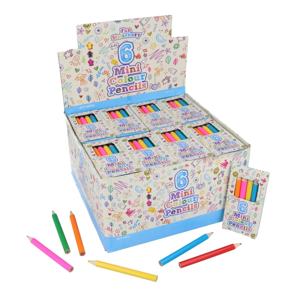 Mini Colouring Pencils 6 Assorted Colours - PoundToys