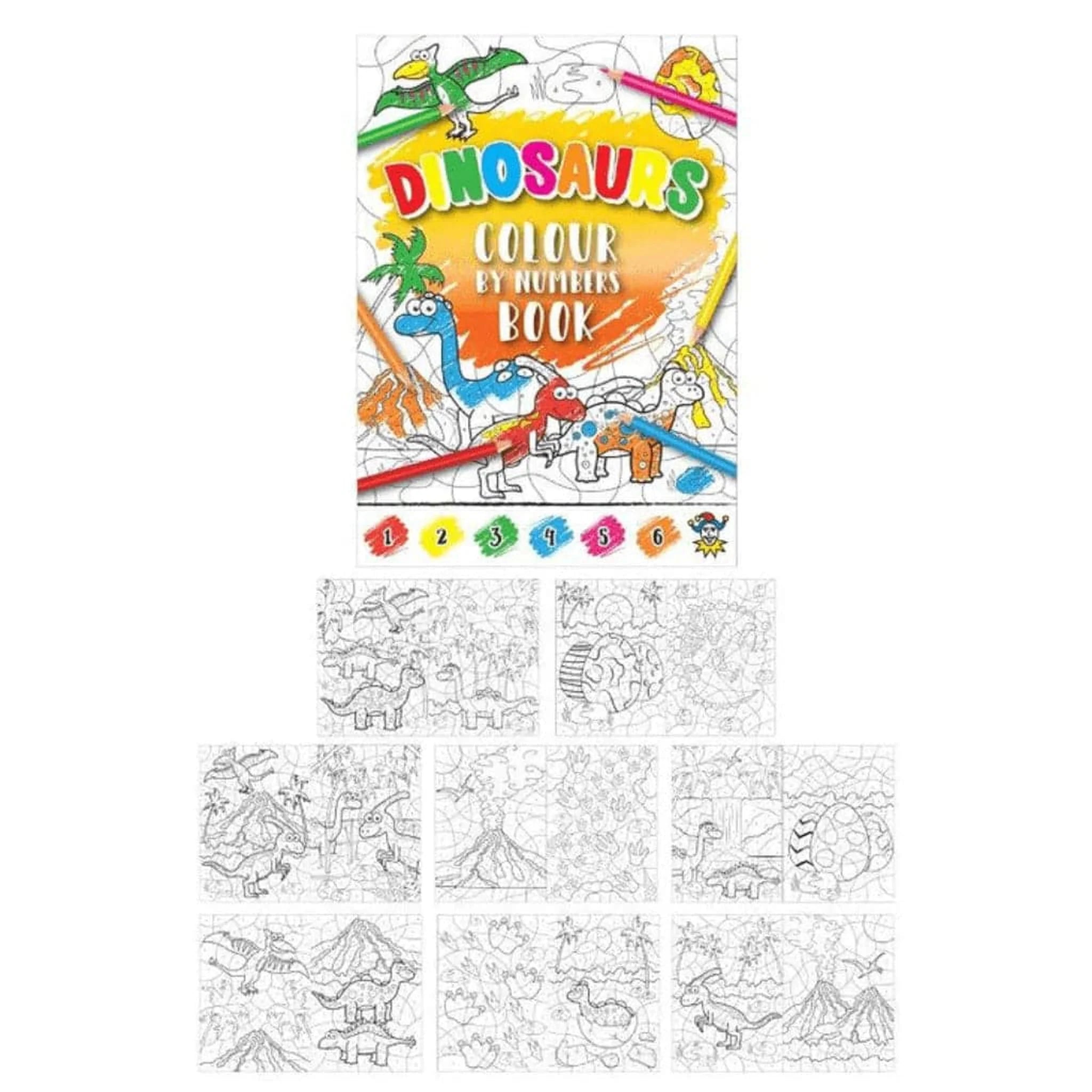 Mini Dinosaur World Colour-By-Numbers Colouring Book - Kids Party Craft