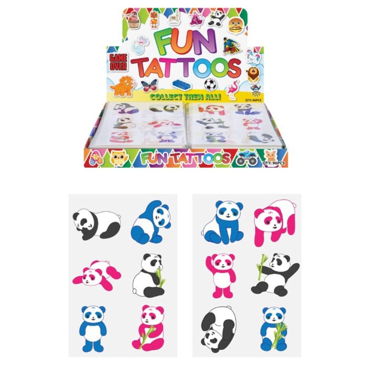 Mini Panda Temporary Tattoo Sheet - PoundToys