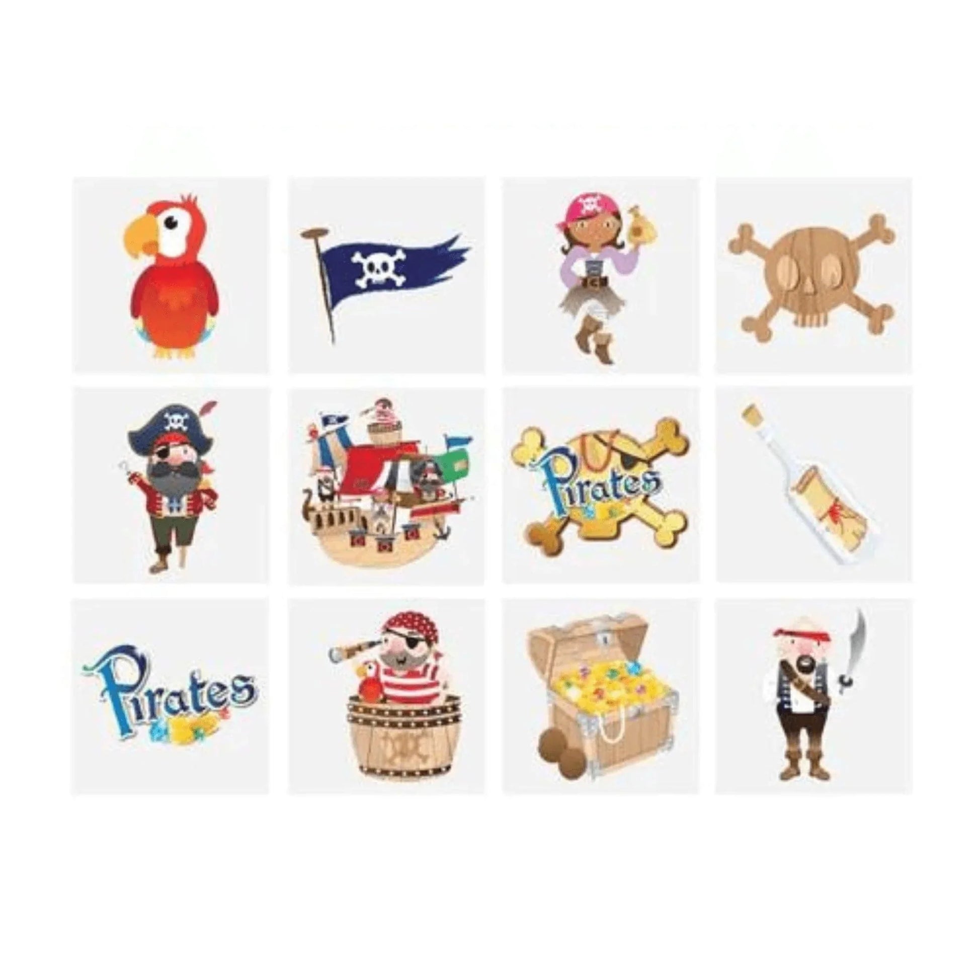 Mini Pirate Temporary Tattoos (4cm) 12 Piece Packs - PoundToys