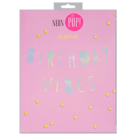 Neon Pop Bunting - 'Birthday Vibes' - PoundToys