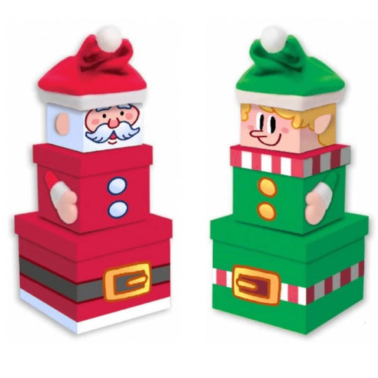 Nesting Gift Boxes 3pc Santa & Elf - PoundToys