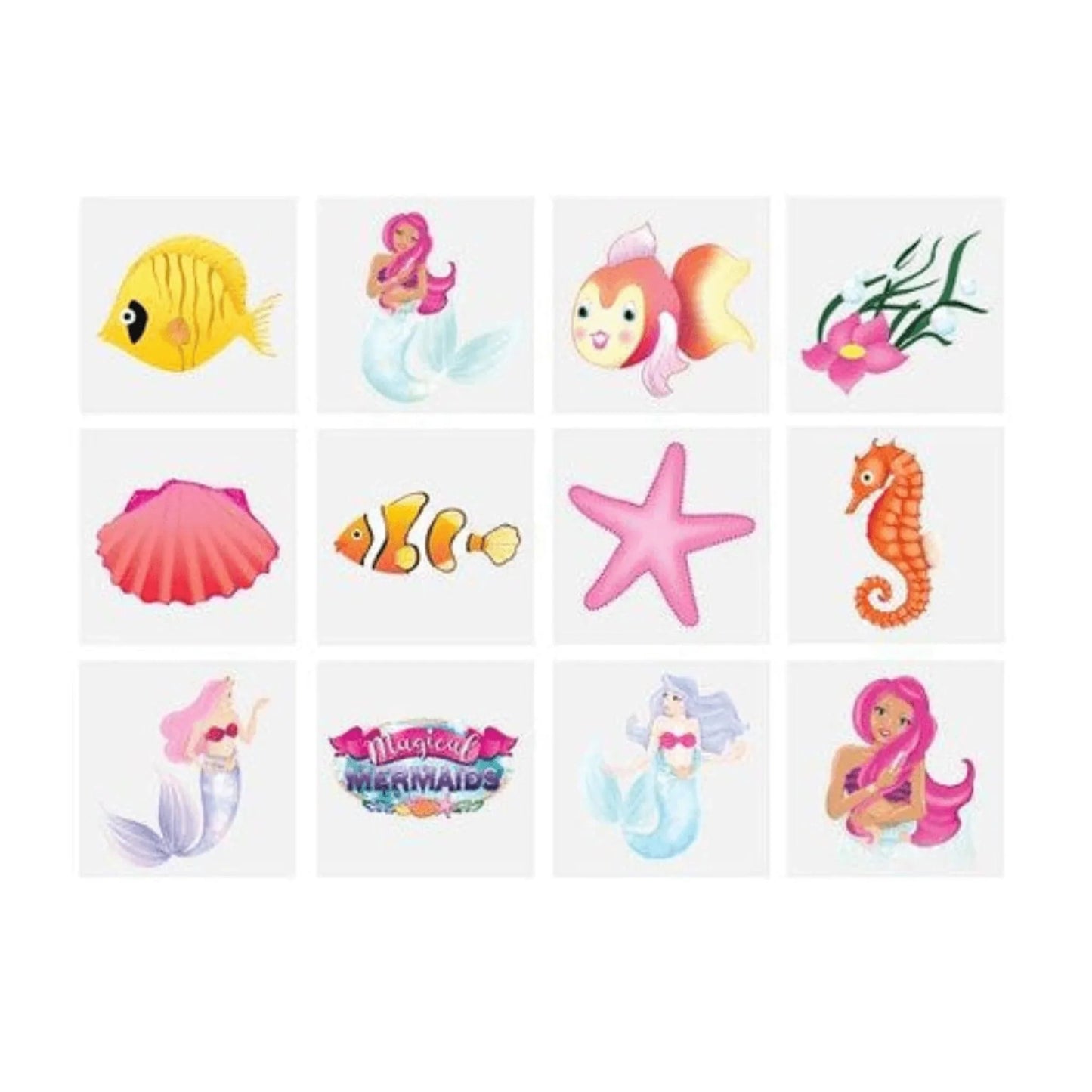 Pack of 12 Mini Mermaid Temporary Tattoos - PoundToys