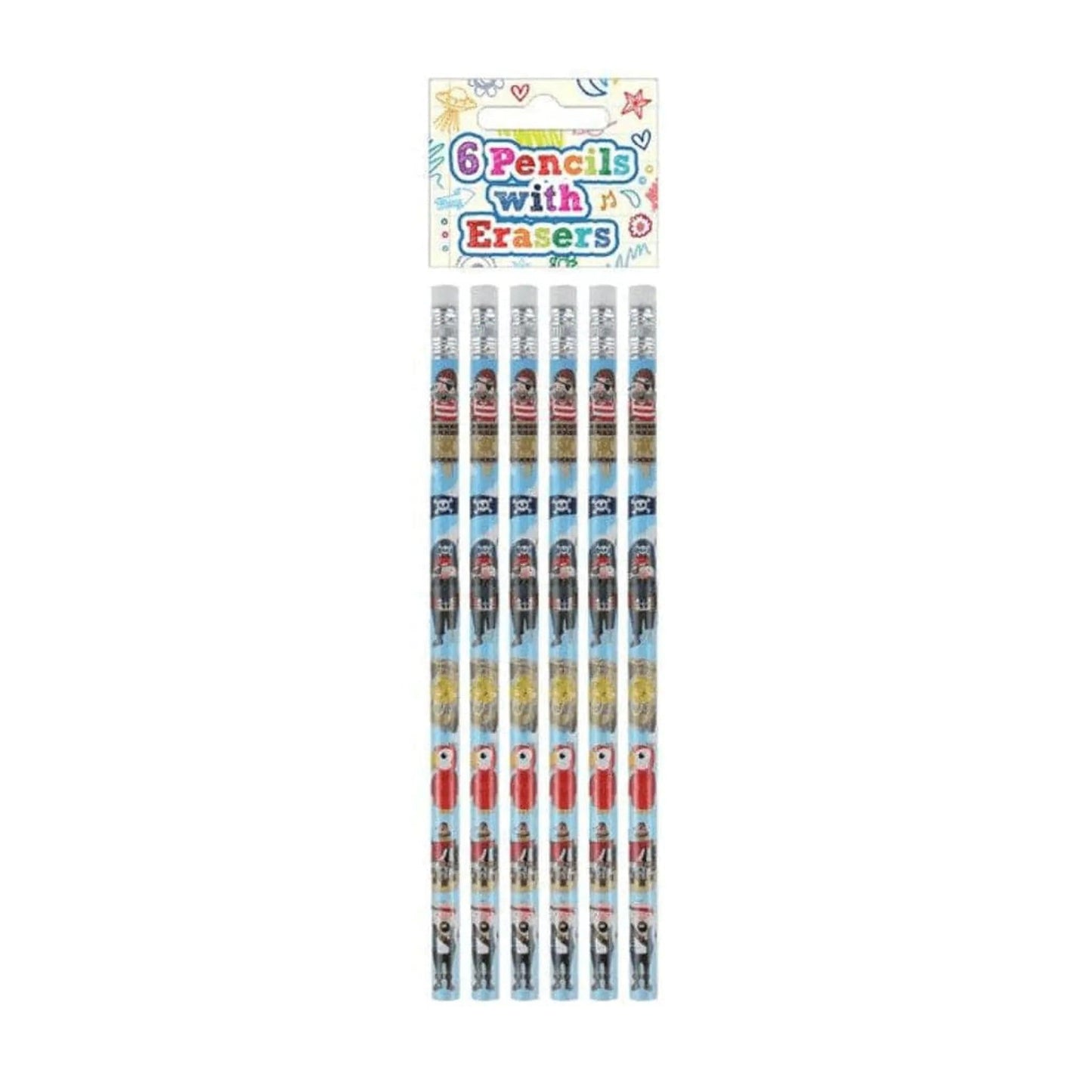 Pirate Pencils with Erasers (6 pieces) - PoundToys