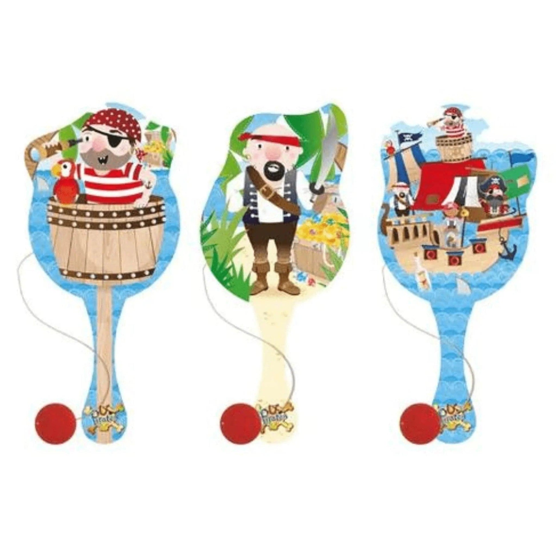 Pirate Wooden Paddle Bat and Ball Games - PoundToys