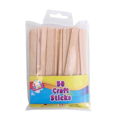 Plain Craft Sticks (50 Pieces) - PoundToys