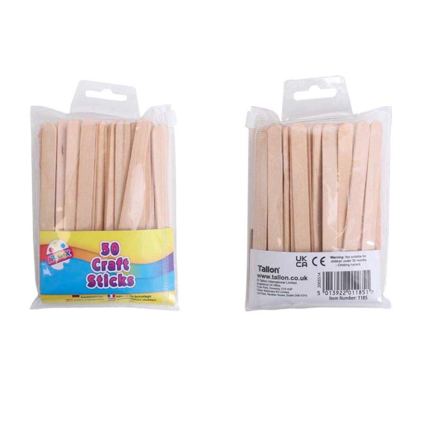 Plain Craft Sticks (50 Pieces) - PoundToys