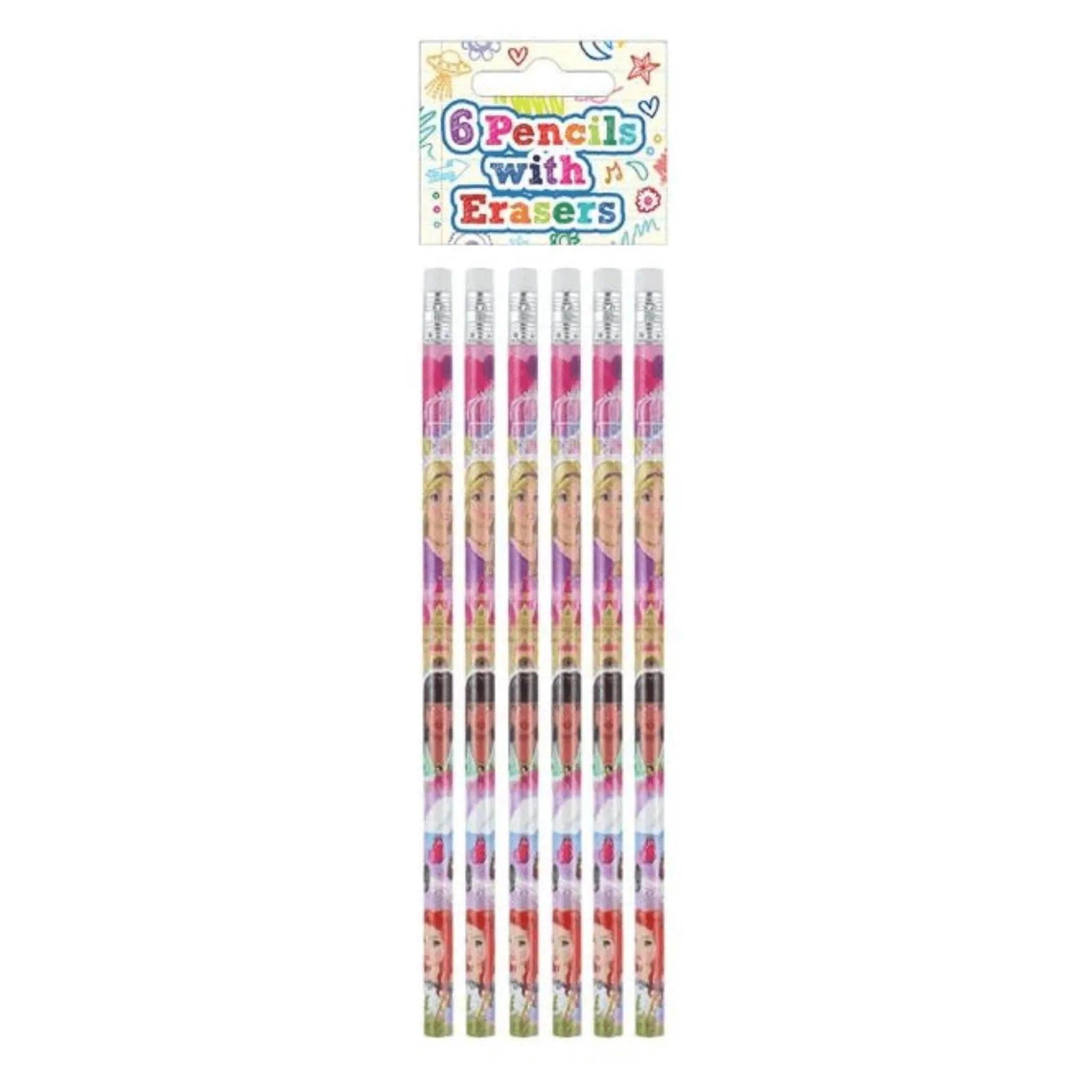 Princess Pencils with Erasers (6 pieces) - PoundToys