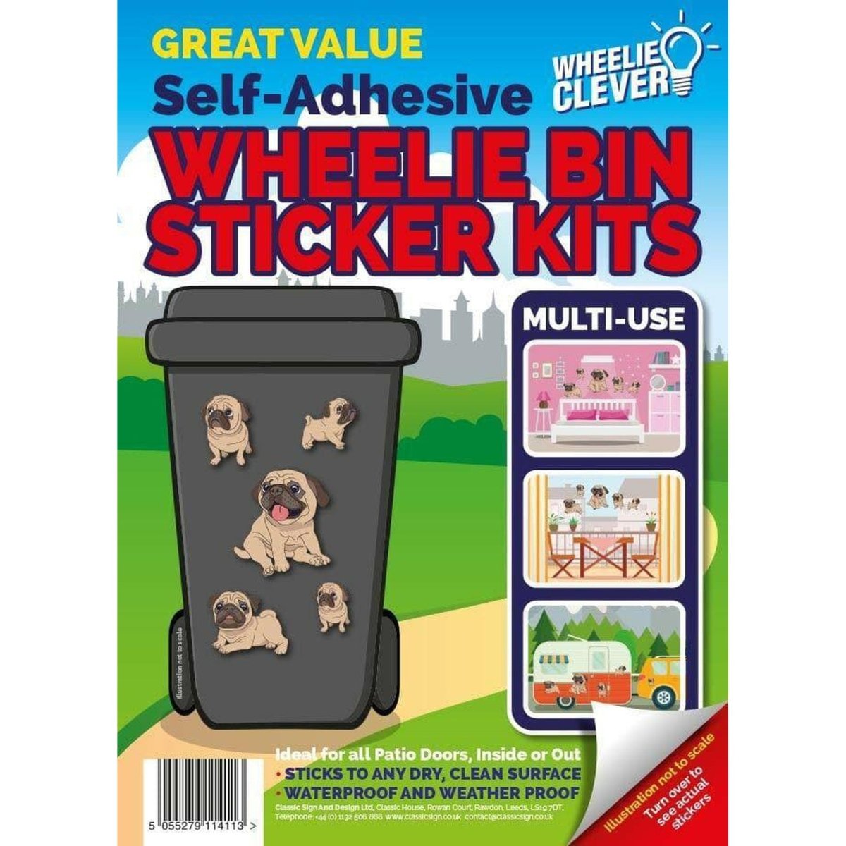 Pug Wheelie Bin Sticker Kit - PoundToys