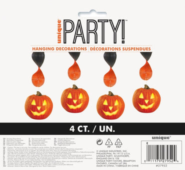 Pumpkin Glow Hanging Decoration 18" 4pc - PoundToys