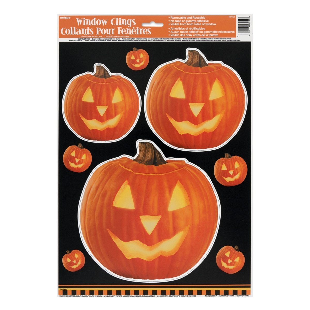 Pumpkin Glow Window Clings Sheet - PoundToys