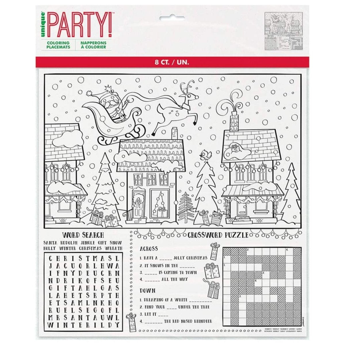 Santa Christmas Colouring Placemats 8pk - PoundToys