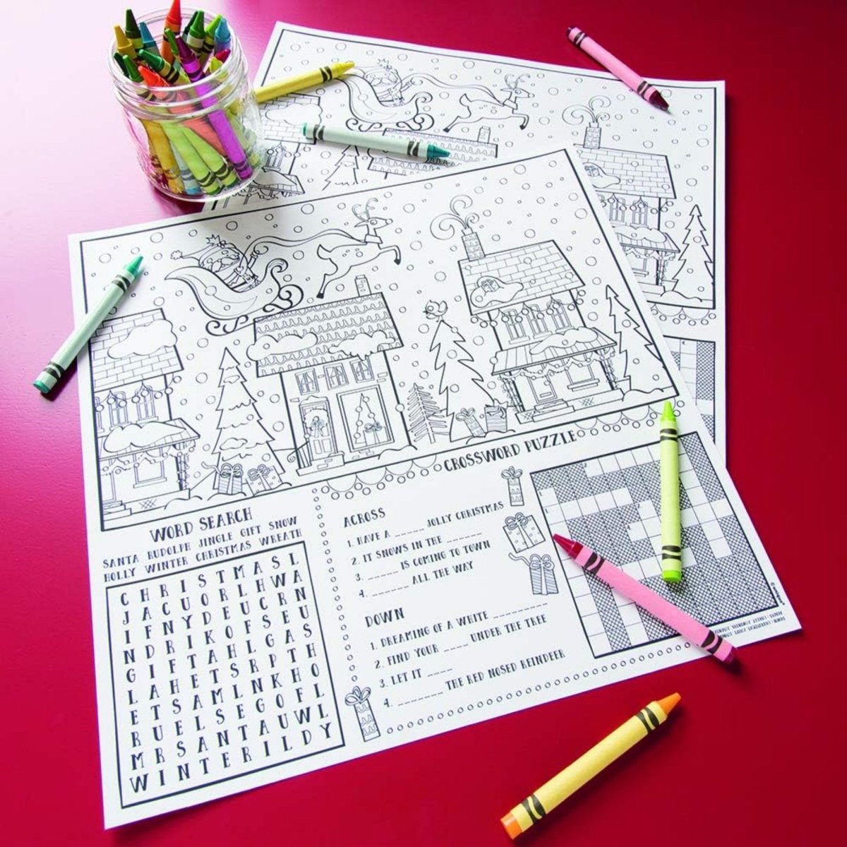 Santa Christmas Colouring Placemats 8pk - PoundToys