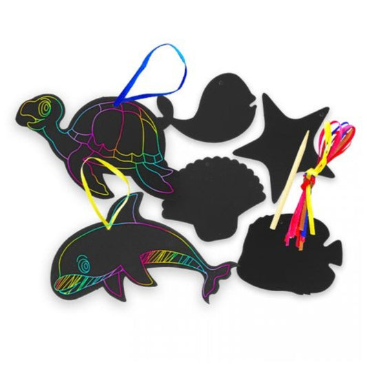 Sea Life Scratch Art Shapes 6 Pack - PoundToys