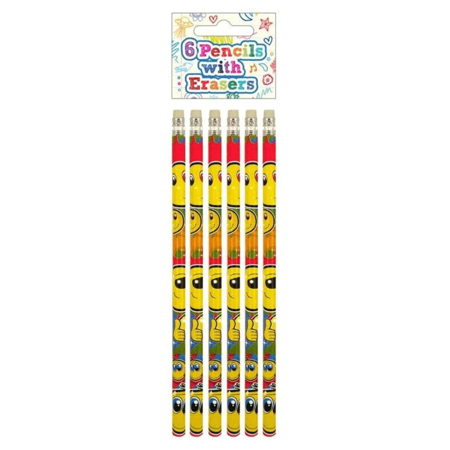 Smile Pencils with Erasers (6 pieces) - PoundToys